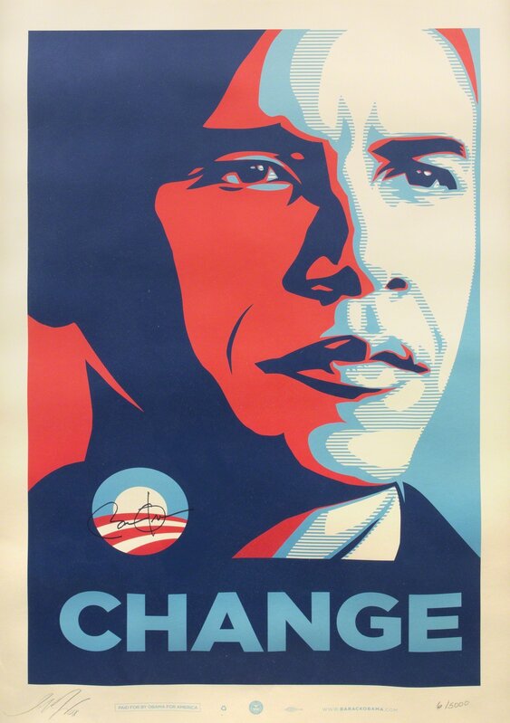 Shepard Fairey, ‘Obama: Change’, 2008, Print, Offset lithograph on paper, Julien's Auctions