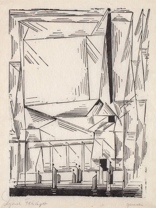 Lyonel Feininger, ‘Gelmeroda, from Meistermappe des Staatlichen Bauhauses (Masters' Portfolio of the Staatliches Bauhaus)’, 1920, Print, Woodcut, on thin Japanese paper, with full margins., Phillips