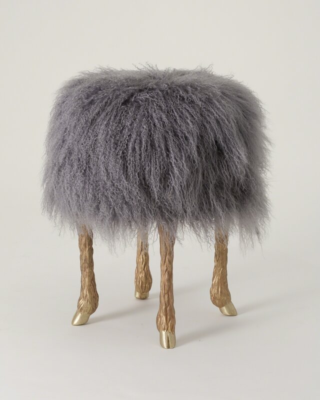 Marc Bankowsky, ‘Pieds de Bouc Stool’, 2010, Design/Decorative Art, Bronze legs, Mongolian lamb upholstery, Maison Gerard