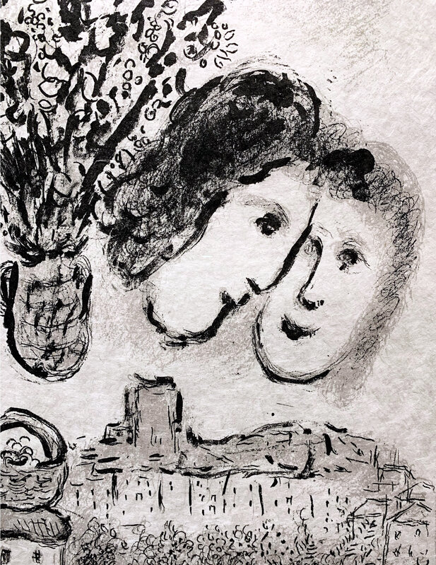Marc Chagall, ‘Double Visage Gris’, 1974, Print, Original Lithograph on Japon Nacre, Bateau Lavoir