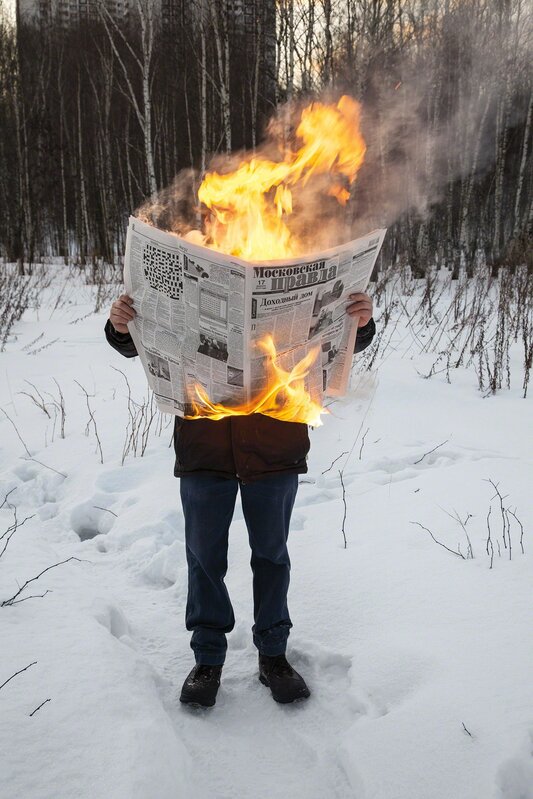Tim Parchikov, ‘Burning News’, Printed in 2018, Photography, C-print, Phillips