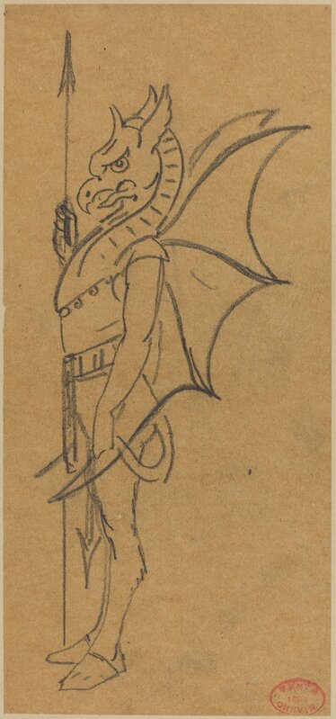 Alfred Grévin, ‘Figure Dressed as a Griffin’, Drawing, Collage or other Work on Paper, Graphite on wove paper; laid down, National Gallery of Art, Washington, D.C.