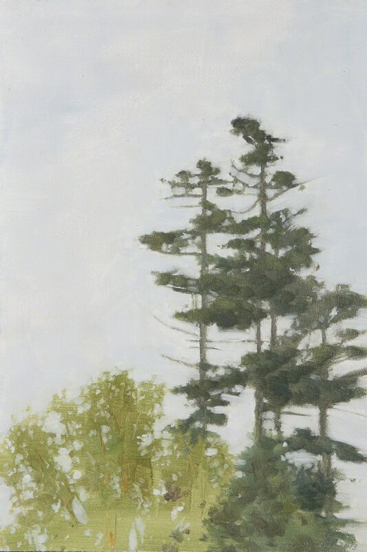 Marilyn Turtz, ‘Birch and Spruce in Fog’, Painting, Oil on wood, Dowling Walsh