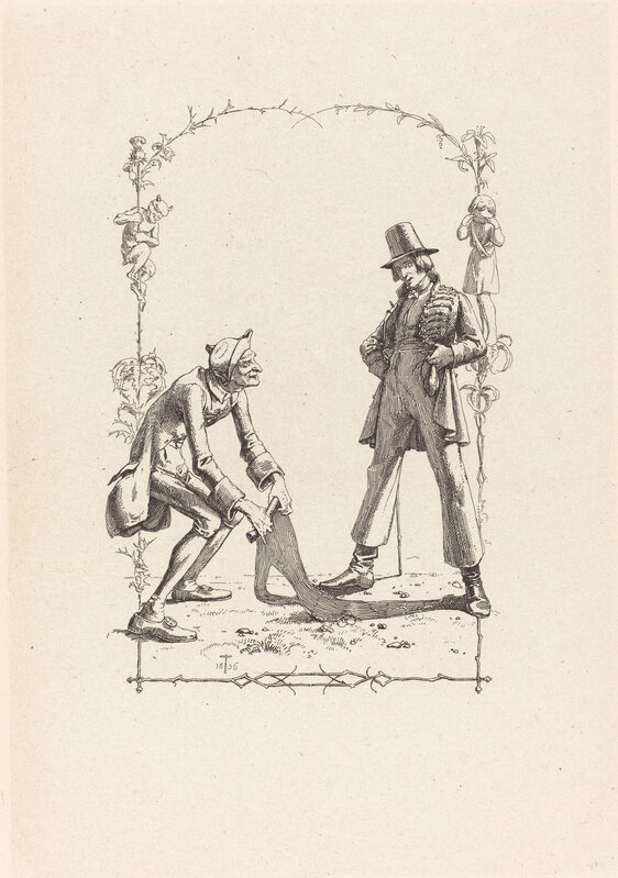 Adolf Schrödter, ‘Peter Schlemihl Sells His Shadow’, 1836, Print, Etching on chine collé, National Gallery of Art, Washington, D.C.
