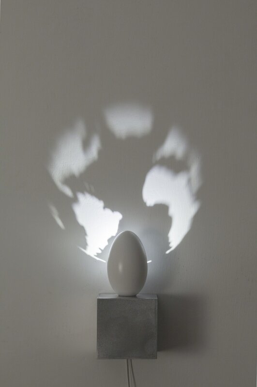 Fabrizio Corneli, ‘Mondo’, 2018, Mixed Media, Goose egg, epoxy resin, aluminium, halogen, figure of light, Studio Trisorio