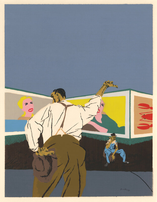 Robert Gwathmey, ‘The Hitchhiker ’, 1937, Print, Color Serigraph, on cream wove paper., Keith Sheridan, LLC