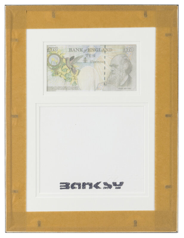 Banksy, ‘Two Works: Di-Faced Tenner, Rude Snowman Christmas Card’, c.2005, Print, Two color offset lithographs on paper, the "Di-Faced Tenner"double-sided, the "Rude Snowman Christmas Card" sheet folded over (as issued), John Moran Auctioneers