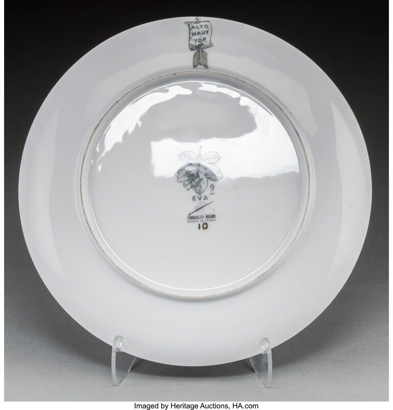 Piero Fornasetti, ‘Eva Plates, set of twelve’, circa 1955, Design/Decorative Art, Transfer-printed and partial gilt porcelain, Heritage Auctions