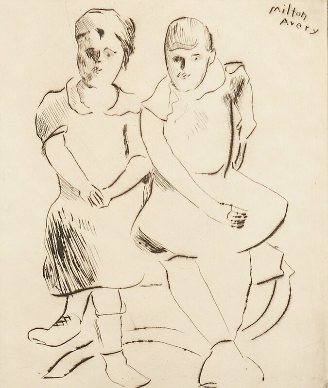 Milton Avery, ‘Helen and Lily’, 1941, Print, Drypoint etching (framed), Rago/Wright/LAMA/Toomey & Co.