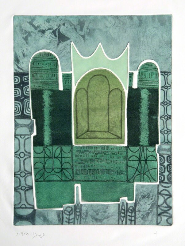 Anwar Jalal Shemza, ‘Green Window’, 1968, Drawing, Collage or other Work on Paper, Coloured Etching, Jhaveri Contemporary