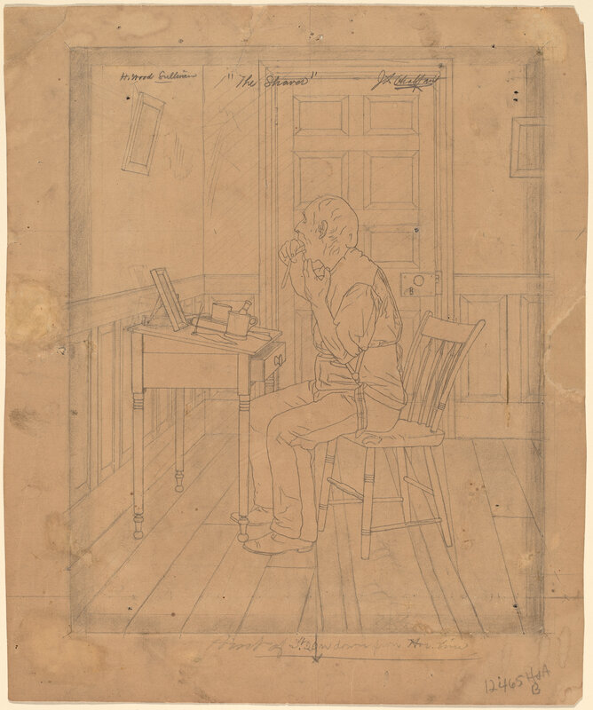 Jefferson David Chalfant, ‘H. Wood Sullivan - "The Shaver"’, probably 1890/1900, Drawing, Collage or other Work on Paper, Graphite on aged brown sulphured wove paper; verso blackened for transfer, National Gallery of Art, Washington, D.C.