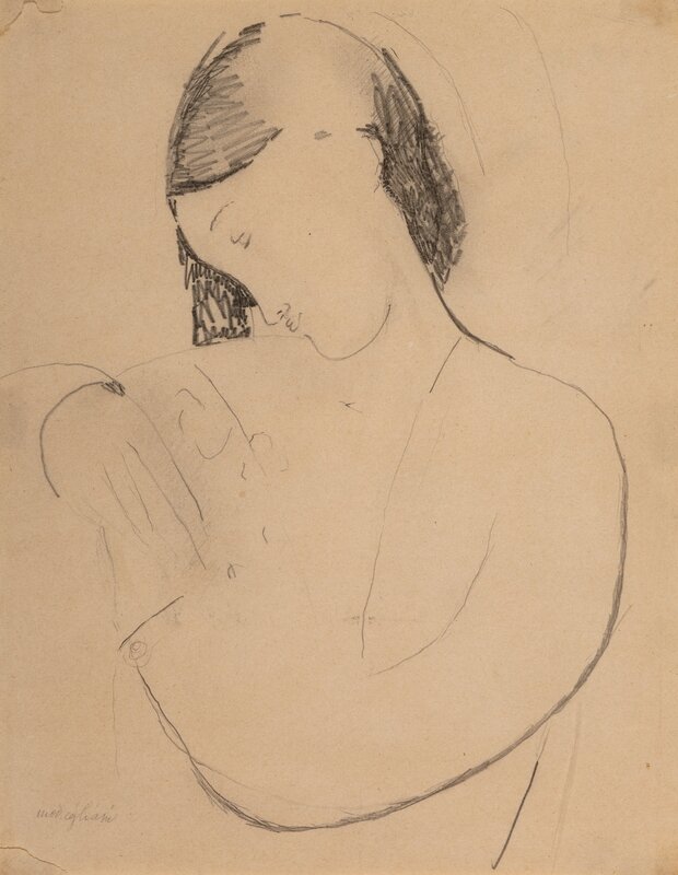 Amedeo Modigliani, ‘Busta di donna con testa di profile’, 1916, Drawing, Collage or other Work on Paper, Pencil on paper, Heritage Auctions