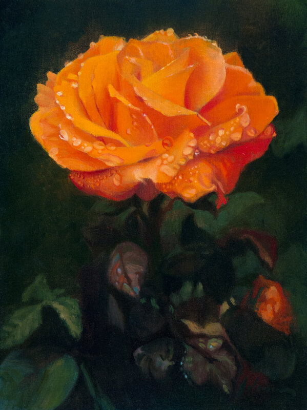 Michael Lynn Adams, ‘Orange Rose’, 2021, Painting, Oil on panel, Lily Pad Galleries