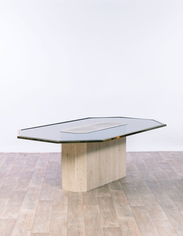 Christian Krekels, ‘Table’, vers 1970, Design/Decorative Art, Travertine, glass and brass, Leclere 