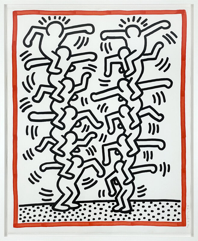 Keith Haring, ‘Three Lithographs’, 1985, Print, Lithograph in black and red, on BFK Rives paper, ARCHEUS/POST-MODERN