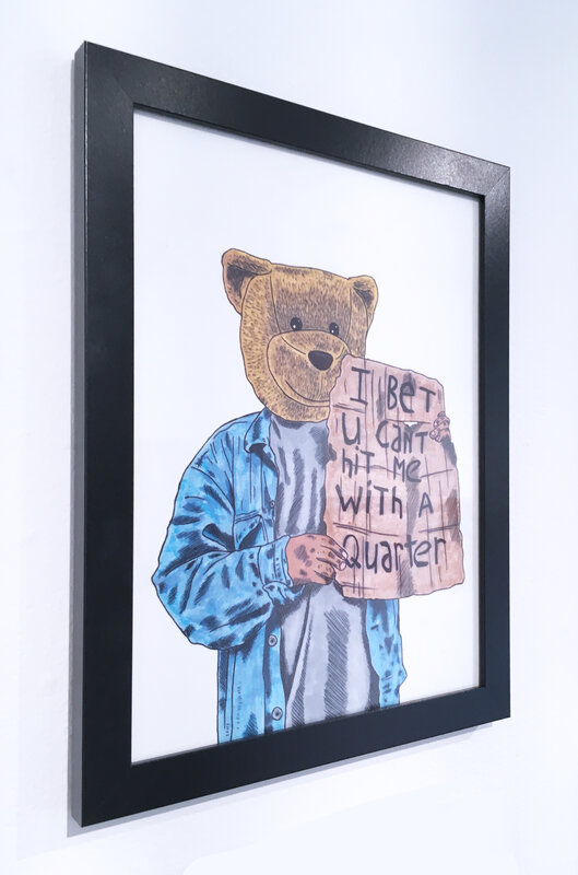 Sean 9 Lugo, ‘Bet You Can't Hit Me With A Quarter’, 2019, Drawing, Collage or other Work on Paper, Marker and ink on Bristol paper, framed, Deep Space Gallery