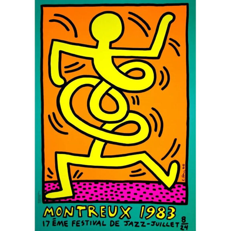 Keith Haring, ‘Montreux Jazz Festival - yellow’, 1983, Print, Screen Print, Baldwin Contemporary