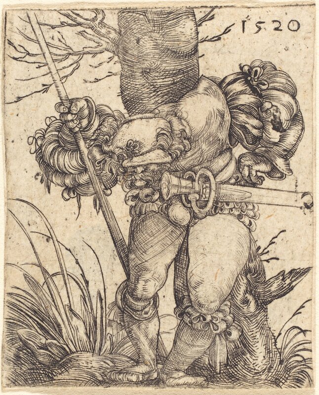 Barthel Beham, ‘Foot-Soldier in Front of a Tree’, 1520, Print, Engraving, National Gallery of Art, Washington, D.C.