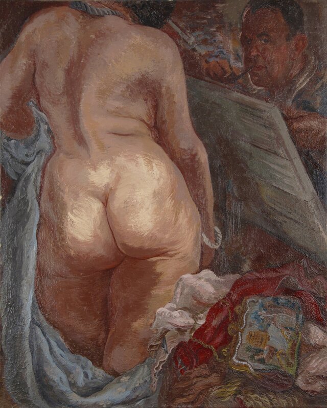 George Grosz, ‘Selbstportrait mit Akt (Selfportrait with Nude)’, 1937, Painting, Oil on canvas, Galerie Henze & Ketterer