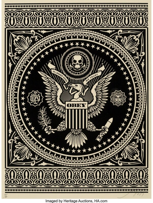Shepard Fairey, ‘Presidential Seal (Black and Red) (two works)’, 2007, Print, Screenprint in colors on cream speckled paper, Heritage Auctions