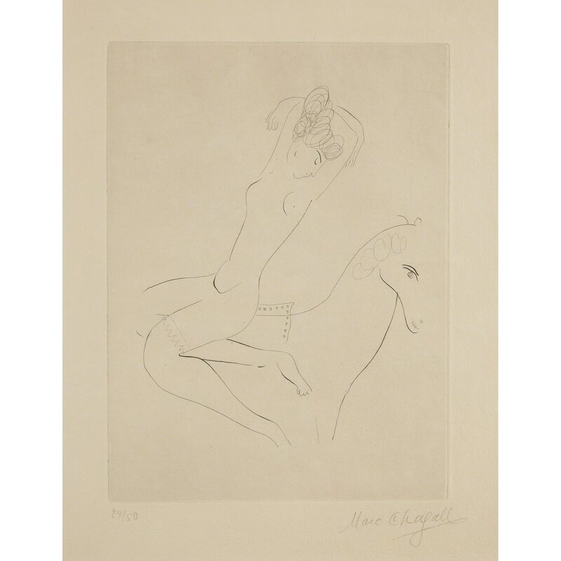 Marc Chagall, ‘L'Écuyère (Die Reiterin)’, Circa 1926-27 (printed in 1963), Print, Etching and drypoint on Vergé d'Auvergne Richard de Bas, Freeman's
