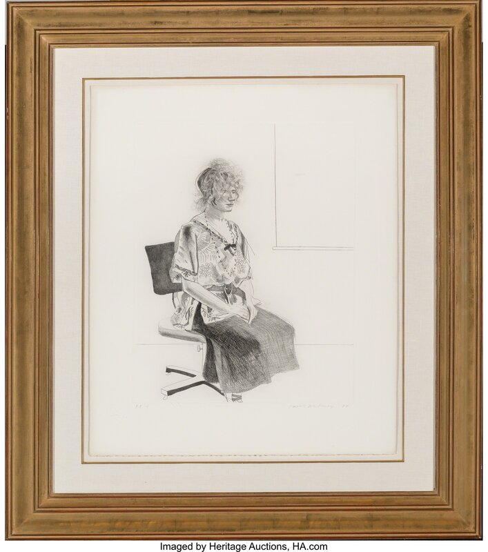 David Hockney, ‘Celia Seated in an Office Chair’, 1974, Print, Aquatint, drypoint, and etching on Rives BFK paper, Heritage Auctions