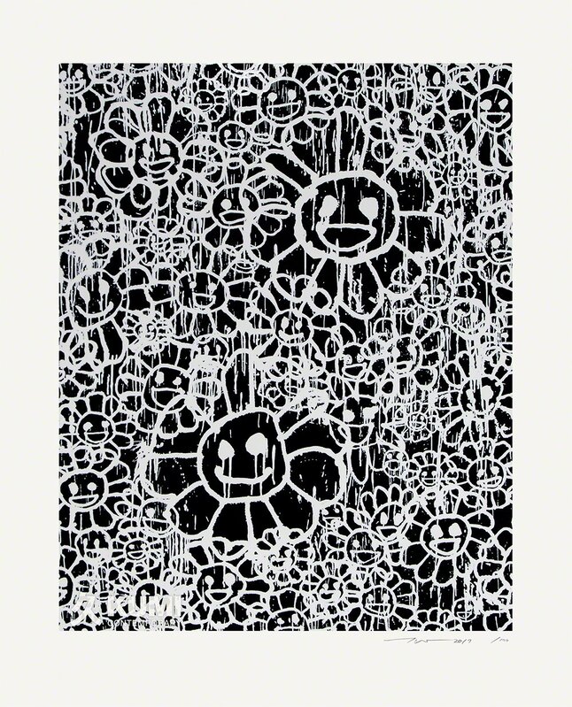 Takashi Murakami, ‘Murakami x MADSAKI Flowers Black A’, 2017, Painting, Silkscreen, Kumi Contemporary / Verso Contemporary