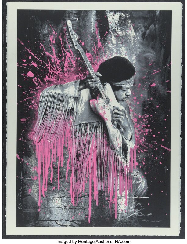 Mr. Brainwash, ‘Jimi Hendrix (Pink)’, 2015, Print, Screenprint on hand torn archival paper, Heritage Auctions