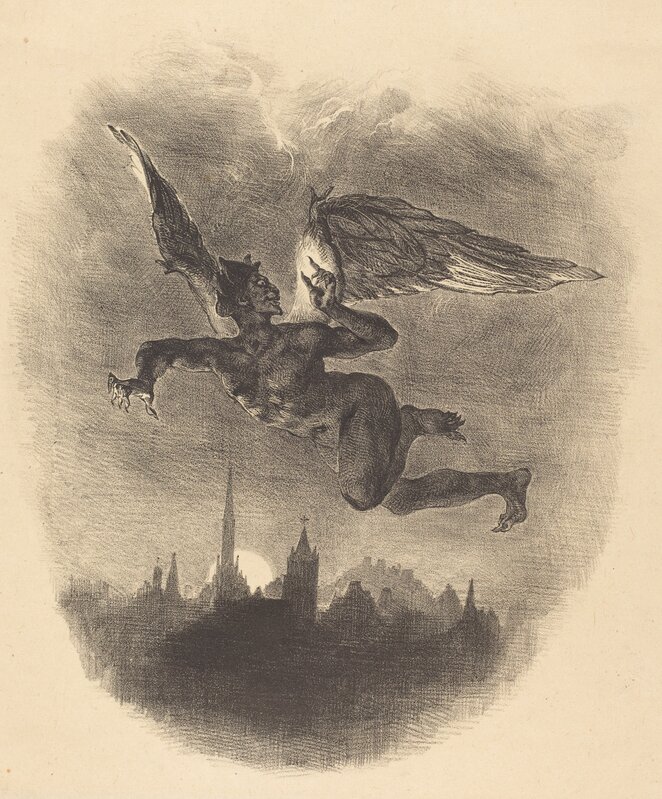 Eugène Delacroix, ‘Mephistopheles in the Air’, 1828, Print, Lithograph in black on chine collé, National Gallery of Art, Washington, D.C.