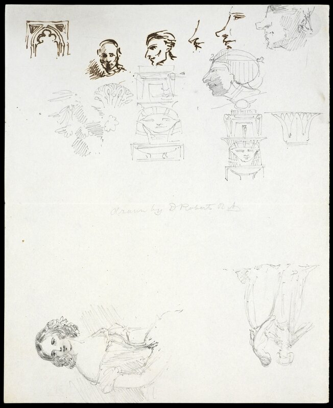 David Roberts (1796-1864), ‘Sketches of heads and figures’, Ink and pencil on paper, Getty Research Institute