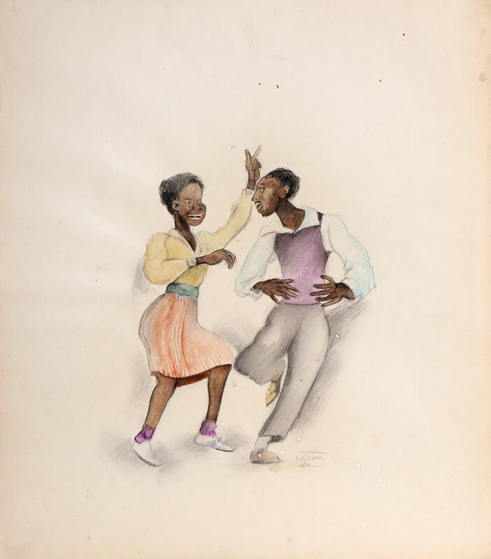 Charles Alston, ‘Couple Dancing’, ca. 1930, Drawing, Collage or other Work on Paper, Watercolor and pencil, RoGallery Gallery Auction