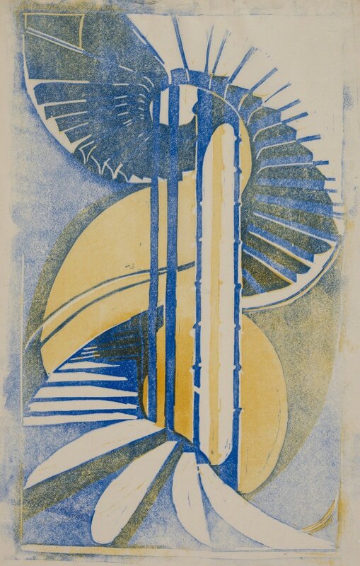 Cyril Edward Power, ‘The Tube Staircase (Coppel CEP11)’, 1929, Print, A rare, possibly unique, working trial proof printed only from the yellow and cobalt blue blocks, Forum Auctions