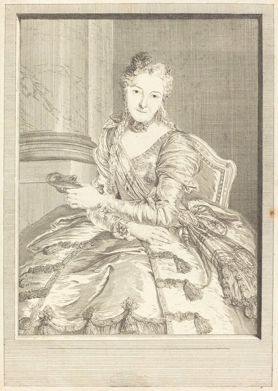 Pierre Louis de Surugue after Charles-Antoine Coypel, ‘Mme. de M ... en habit de bal’, 1746, Print, Etching, National Gallery of Art, Washington, D.C.