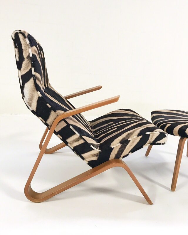 Eero Saarinen, ‘Eero Saarinen for Knoll Grasshopper Chair and Ottoman Restored in Zebra Hide’, ca. 1950, Design/Decorative Art, Zebra Hide, Forsyth