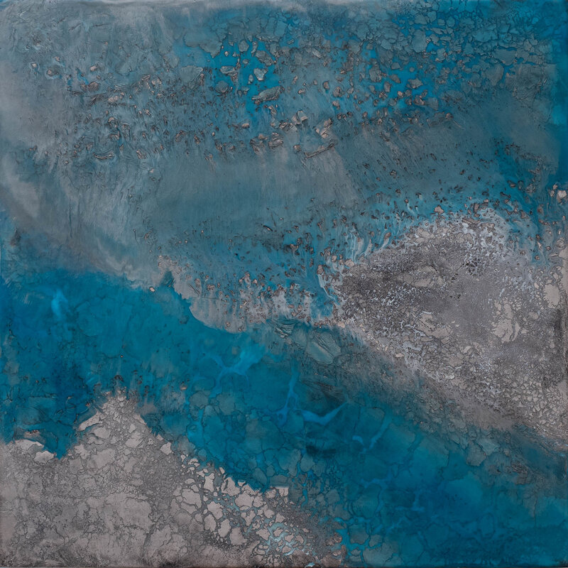 Julie Brookman, ‘Turquoise Rising’, 2020, Painting, Encaustic and oil on panel, Marloe Gallery