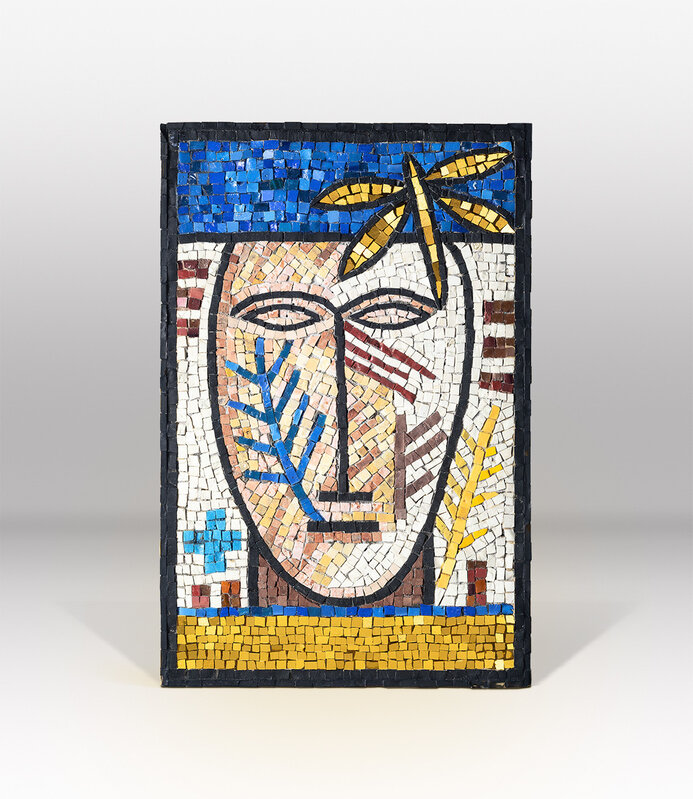 Mimmo Paladino, ‘Untitled’, 2021, Painting, Mosaic with Venetian blue glass, colored stones and golden tiles, Galleria Valentina Bonomo