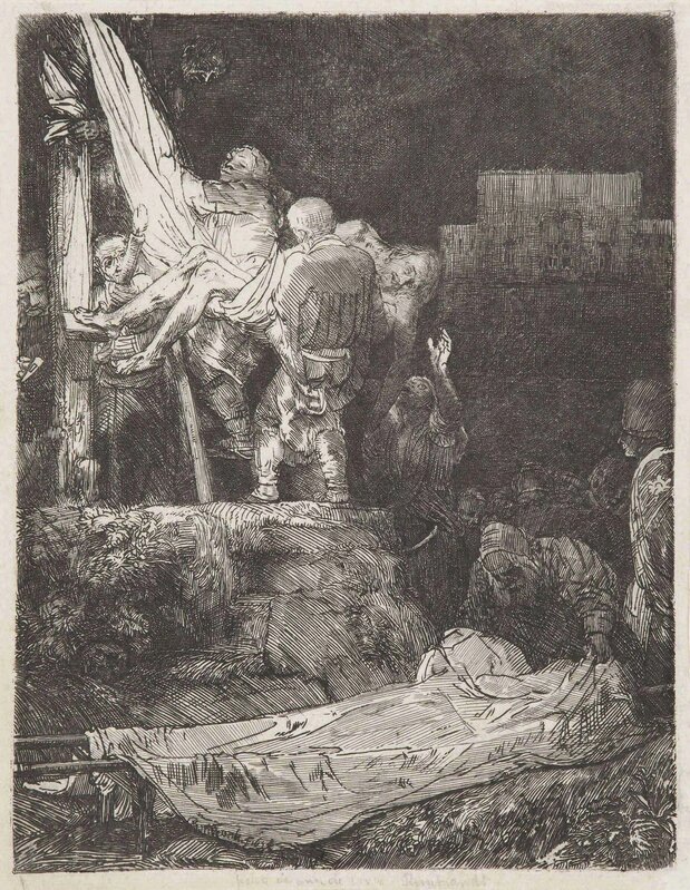 Rembrandt van Rijn, ‘The Descent from the Cross by Torchlight’, 1654, Print, Etching and drypoint on laid paper, Christie's