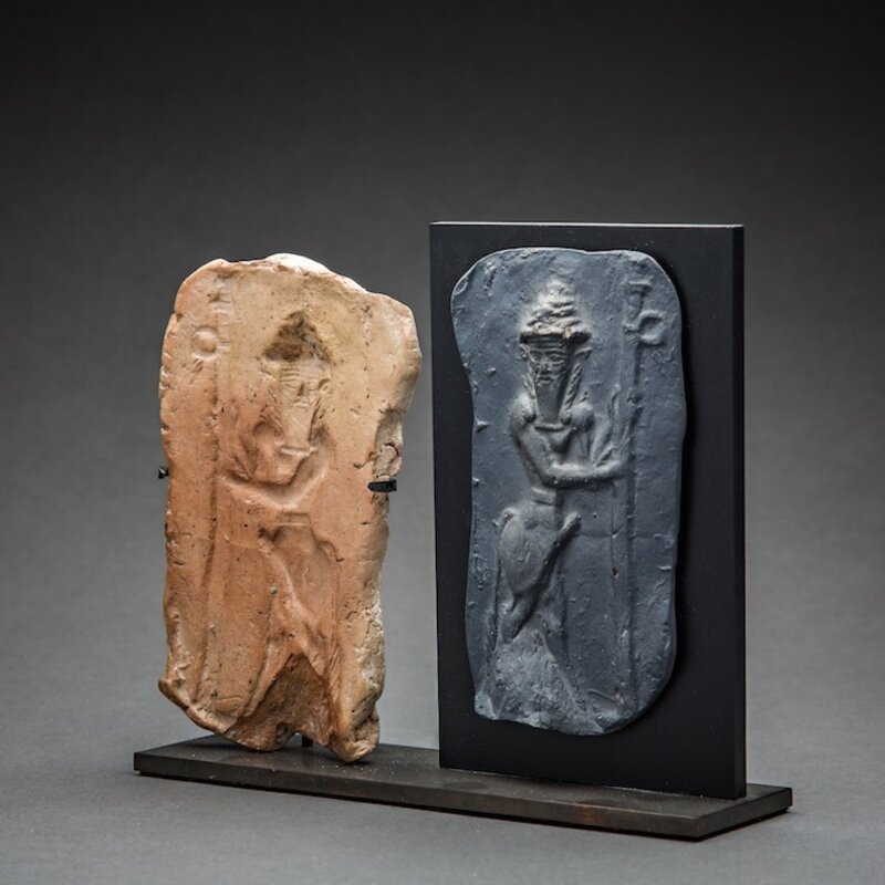 Near Eastern, ‘Old Babylonian Clay Moulded Plaque of a Standing Deity’, 2000 BCE-1700 BCE, Sculpture, Baked clay, Barakat Gallery