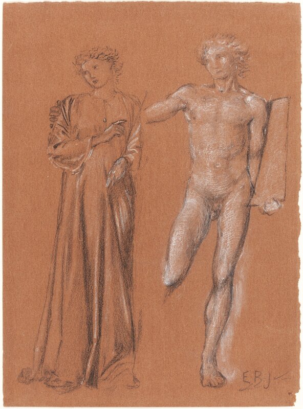 Edward Burne-Jones, ‘Orpheus and Eurydice’, Drawing, Collage or other Work on Paper, Black and white chalk with traces of graphite on brown paper, National Gallery of Art, Washington, D.C.