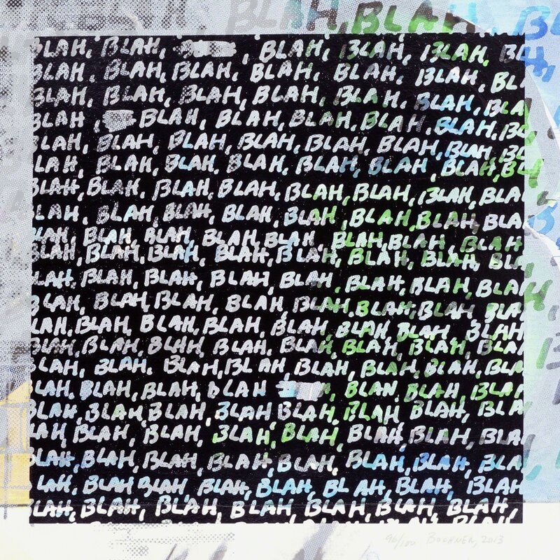 Mel Bochner, ‘Blah, Blah, Blah + Background Noise’, 2012, Print, Unique double-sided screenprint in colours on wove, Roseberys