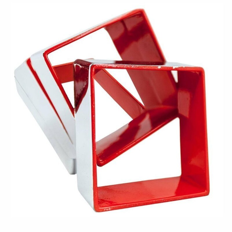 Beverly Pepper, ‘Modernist Chrome Stainless Steel + Red Enamel Abstract Sculpture’, 20th Century, Sculpture, Enamel, Stainless Steel, Lions Gallery