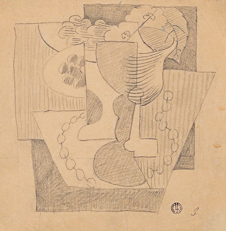 Leopold Survage, ‘Nature Morte au Compotier’, ca. 1919, Drawing, Collage or other Work on Paper, Pencil on paper, Rosenberg & Co. 