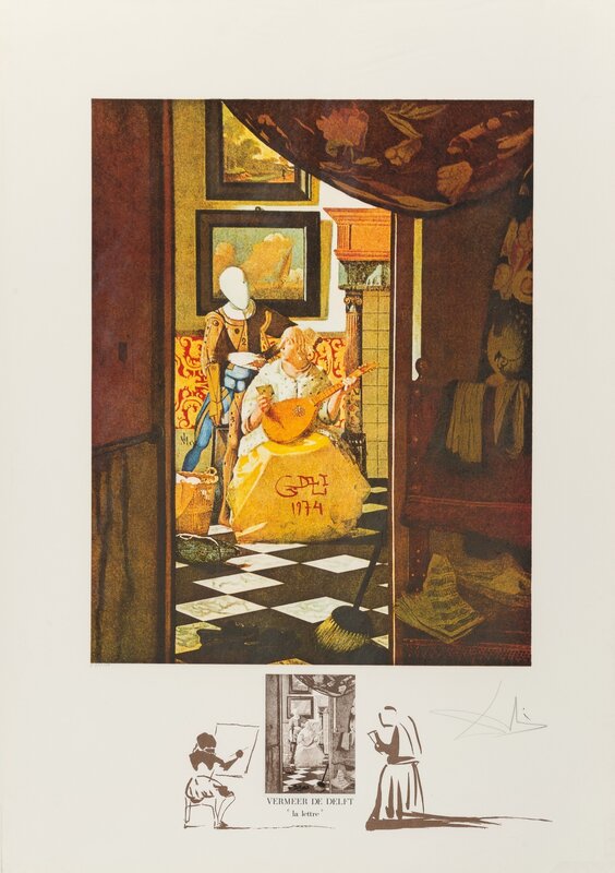 Salvador Dalí, ‘Vermeer "La lettre"’, 1974, Print, Lithograph in colors on Rives BFK paper, Heritage Auctions
