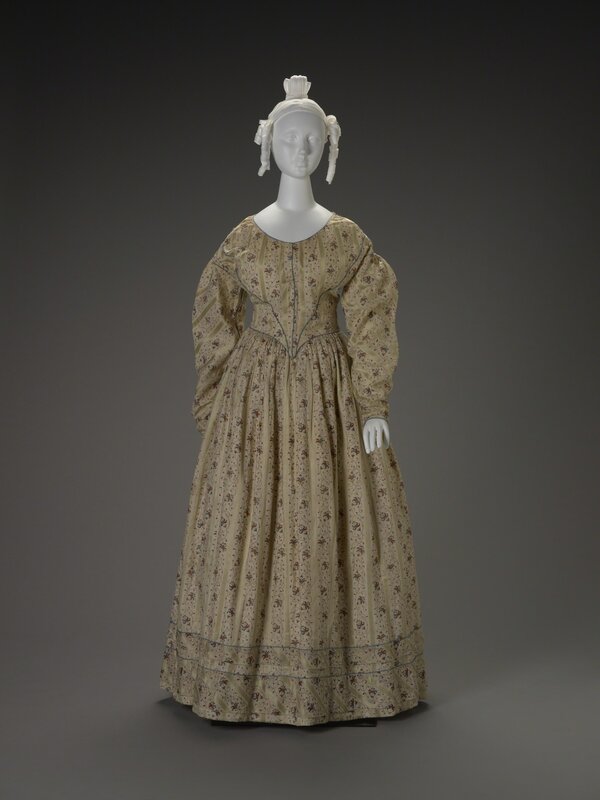 ‘Dress’, 1840s, Fashion Design and Wearable Art, Silk, linen, cotton, mother of pearl, baleen, Indianapolis Museum of Art at Newfields