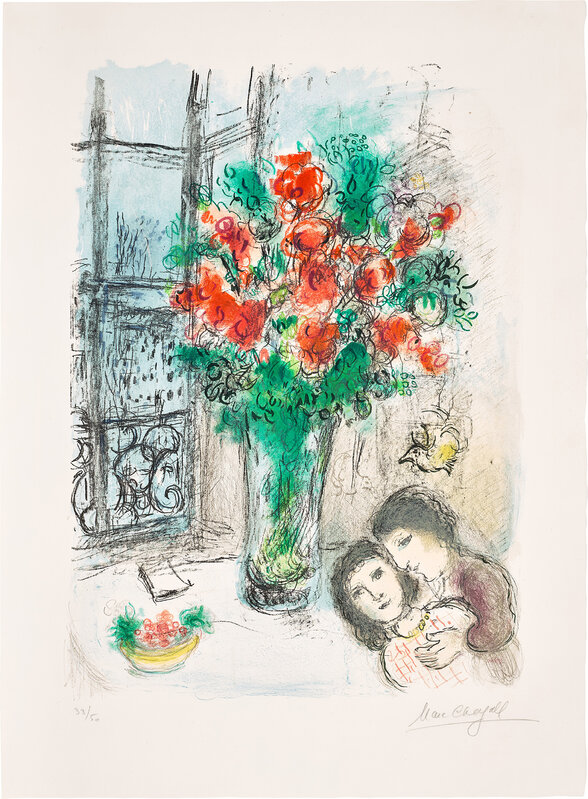 Marc Chagall, ‘Les fleurs rouges (The Red Flowers) (M. 705)’, 1973, Print, Lithograph in colours, on Arches paper, with full margins., Phillips