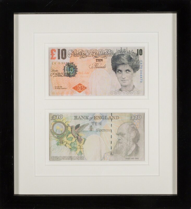 Banksy, ‘Di-Faced Tenner, 10 GBP Note (two works)’, 2005, Print, Offset lithographs in colors on paper, Heritage Auctions