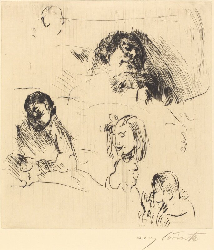 Lovis Corinth, ‘Portrait Sketches (Verschiedene Bilnisstudien)’, 1920, Print, Drypoint in black on laid paper, National Gallery of Art, Washington, D.C.