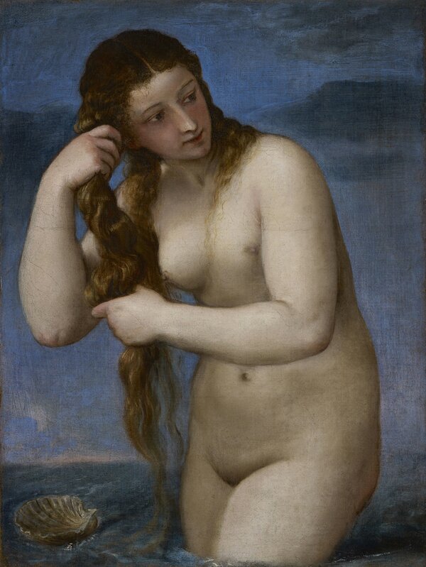 Titian, ‘Venus Rising from the Sea (â??Venus Anadyomeneâ??)’, 1520, Painting, Oil on canvas, Royal Academy of Arts