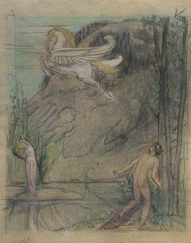 Bryson Burroughs, ‘Pegasus’, ca. 1925, Drawing, Collage or other Work on Paper, Pastel and watercolor, Childs Gallery