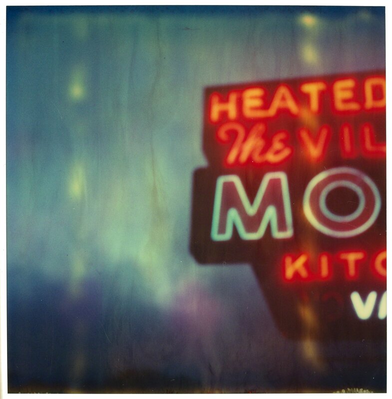 Stefanie Schneider, ‘The Village Motel Blue - analog, mounted, Polaroid, Contemporary, Icons, Color, Neon’, 2005, Photography, Analog C-Print, hand-printed by the artist on Fufi Crystal Archive Paper, based on a SX-70 Polaroid, mounted on Auminum with matte UV-Protection., Instantdreams